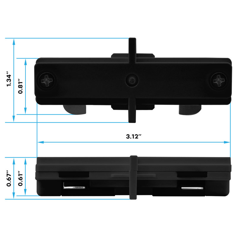 Connecteur Luxrite H-Track mort-I, éclairage sur rail droit à 3 fils à circuit unique, systèmes de rail de type H 120 V, composant de distribution d'énergie noir, paquet de 24