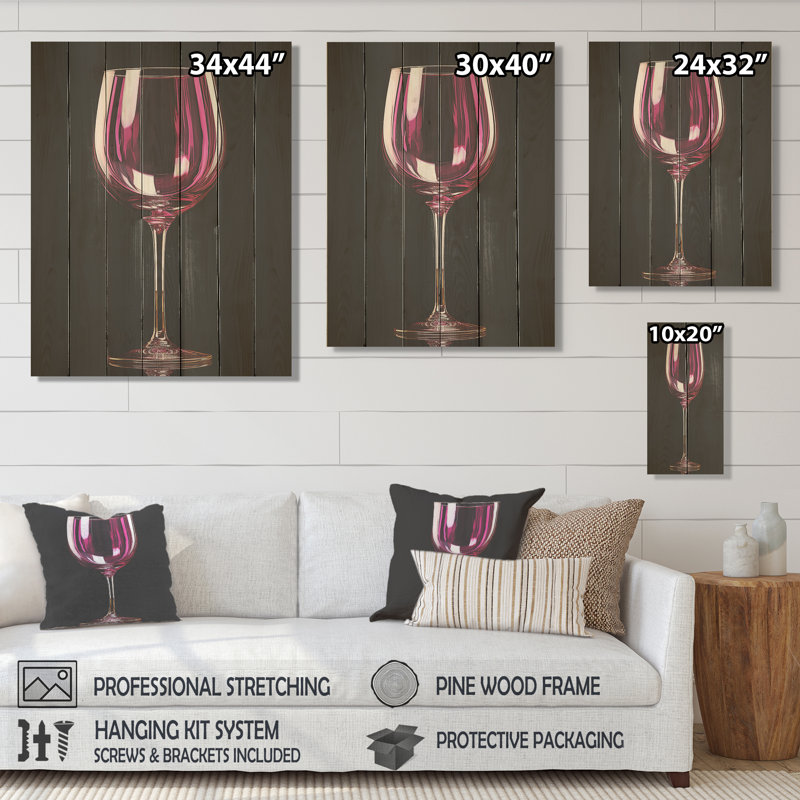 Shiraz Wine Silhouette Twilight - Wine On Wood Print, 20" H x 10" W