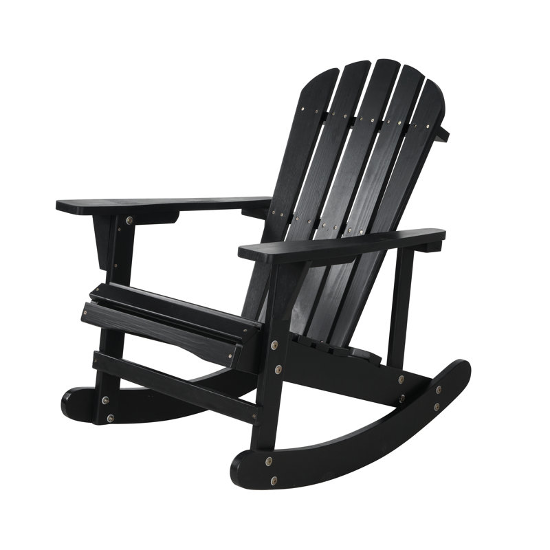 Chaise Adirondack en bois massif Almat, Noir