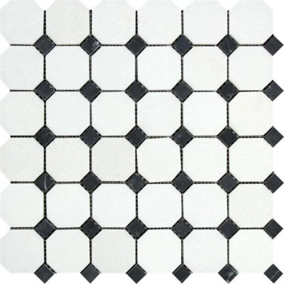 Marble Octagon and dot Mosaic Wall & Floor Tile