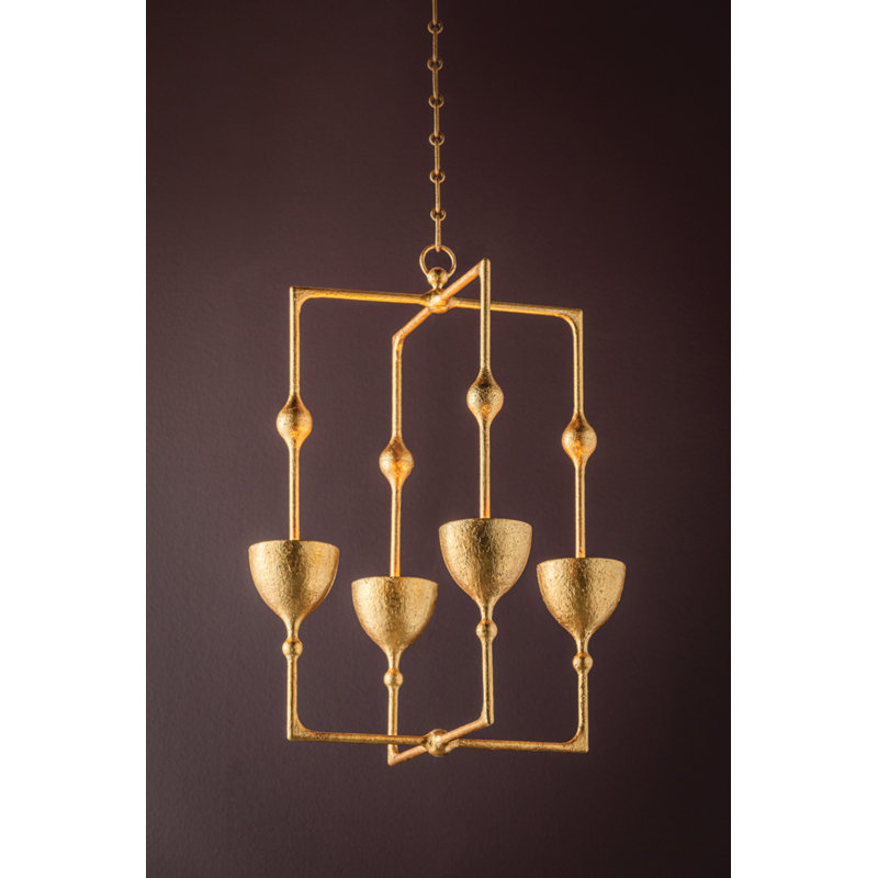 Antalya 4 Light Lantern, Vintage Gold Leaf, 30.25" H x 22" W x 22" D