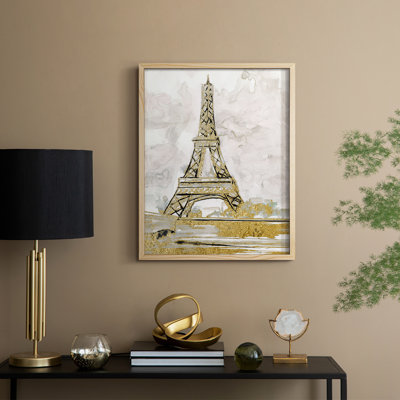 «Eiffel Tower Glitz», reproduction encadrée - bois massif