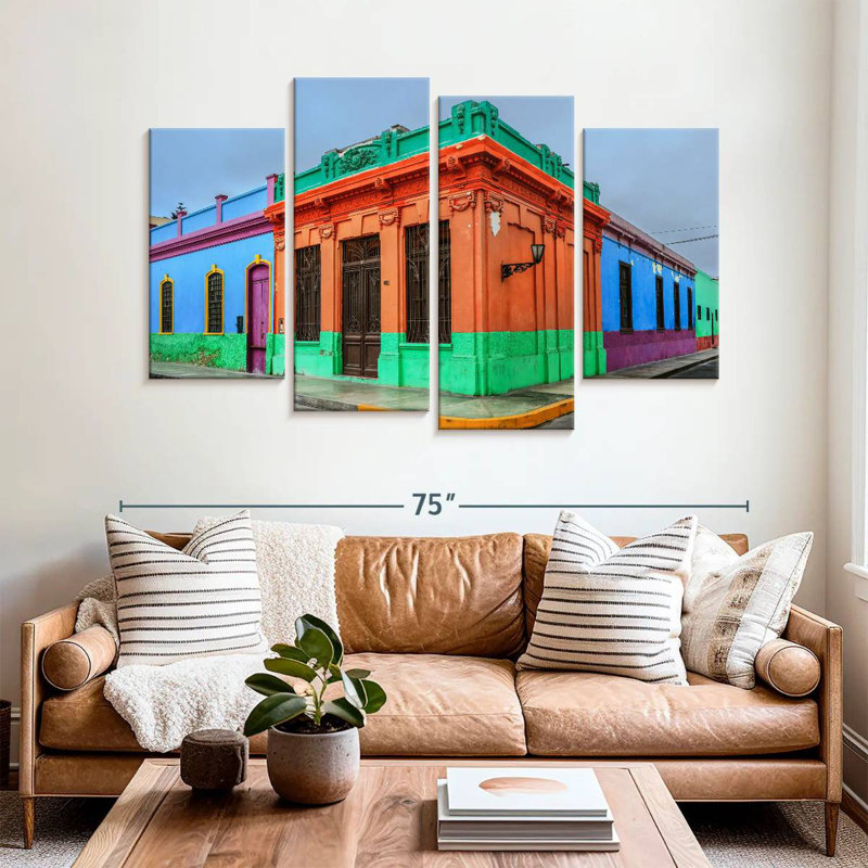 Callao maisons colorées, H 42 po x l 68 po