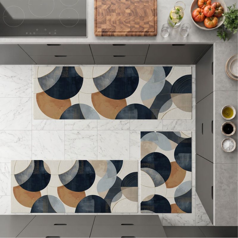 Tapis de cuisine géométriques abstraits et lavables antidérapants