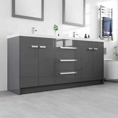 Meuble-lavabo en chêne gris et blanc 48 po Beiler