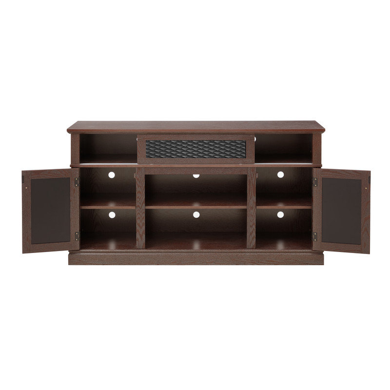 Embossed Pattern TV Stand, TV and Media Console with Open and Closed Storage Space,Entertainment Center