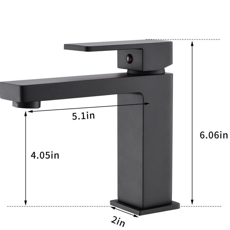 Robinet de lavabo noir pour salle de bain - forme géométrique contemporaine, poignée simple, noir mat, conception à fixation sur le comptoir, côté, finition, fixation au comptoir, robinet en céramique