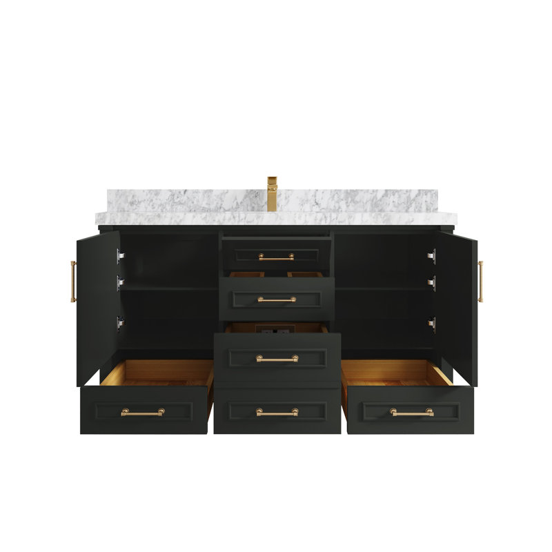 Ensemble de meuble-lavabo simple 60 po Aberdeen, Marbre de Carrare