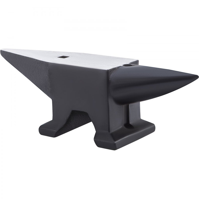 Enclume en acier coulé, enclume à corne simple de 110 lb (50 kg) avec grand comptoir et base stable, enclume à corne ronde robuste de haute dureté, pour plier, façonner