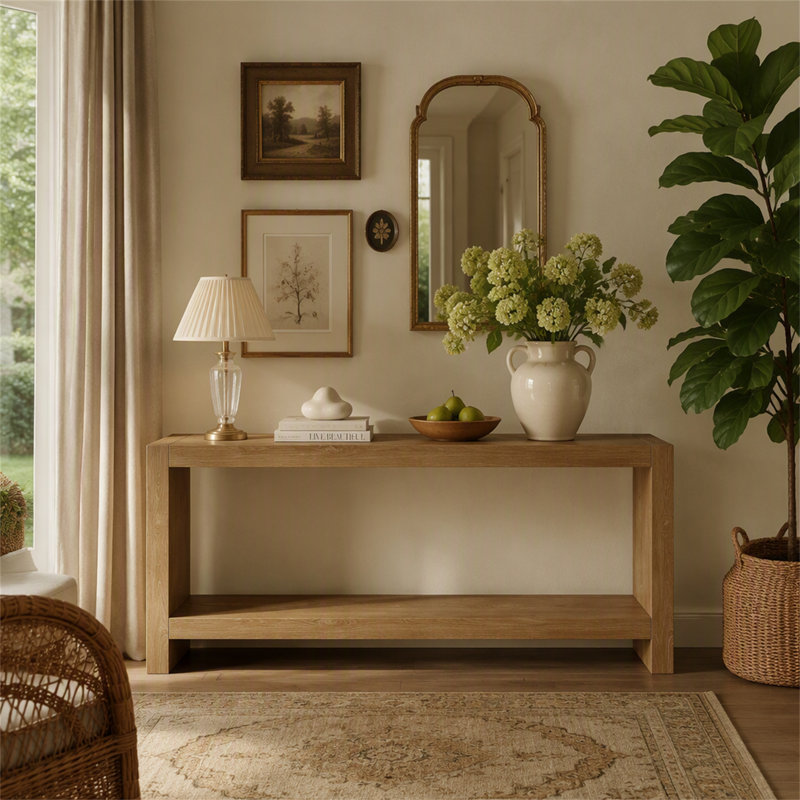 Console 63 pouces, Marron clair, Marron clair, Marron clair