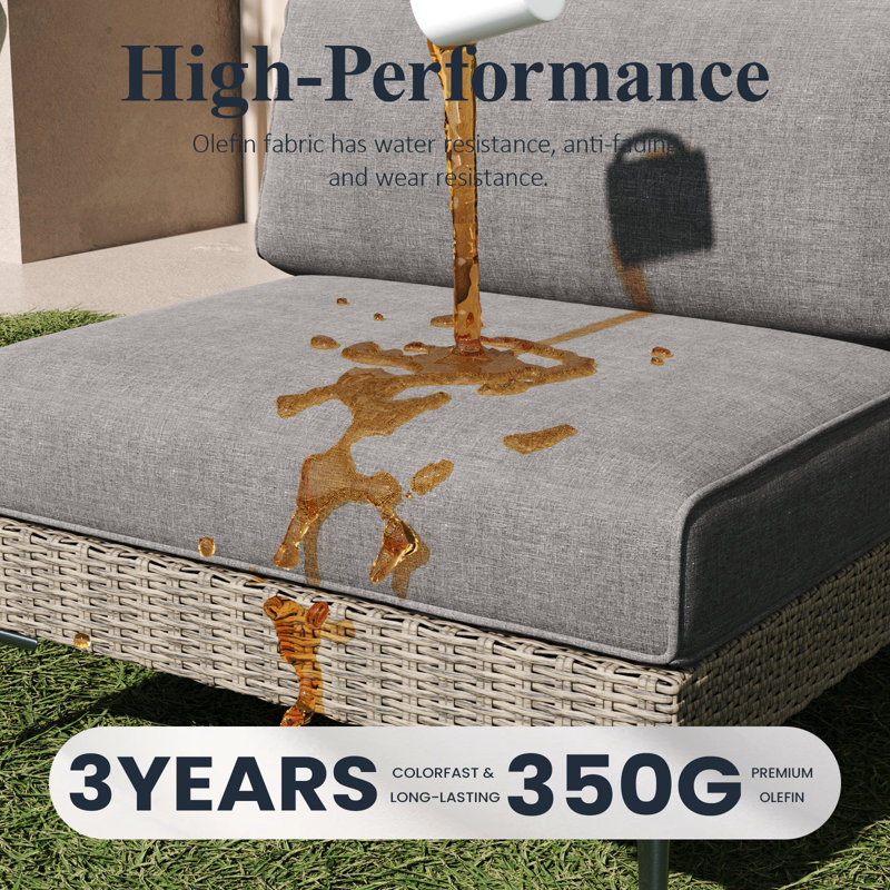  8-piece Wicker Rattan Patio Furniture Set, Deep Seating Outdoor Modular Sectional Sofa Conversation Set With Thick Cushions For Lawn, Garden