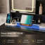 Meuble-lavabo de 43 po de largeur avec plateau en verre noir et miroir lumineux-123546717