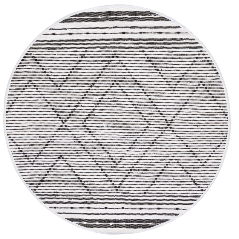 Striped Kilim Flat Weave Cotton Geometric Rug, Round 6'