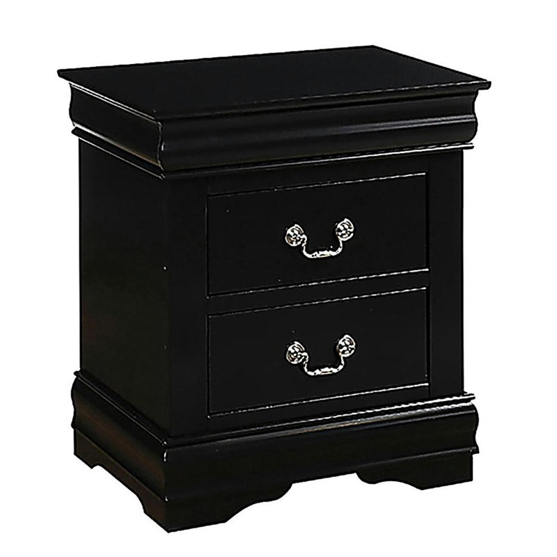 Table de chevet 2 tiroirs noire, Noir