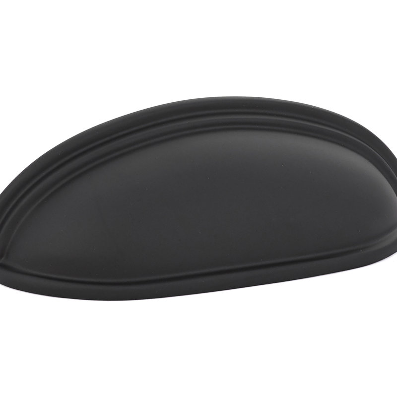 3" Center to Center Cup/Bin Pull, Flat Black, 4"