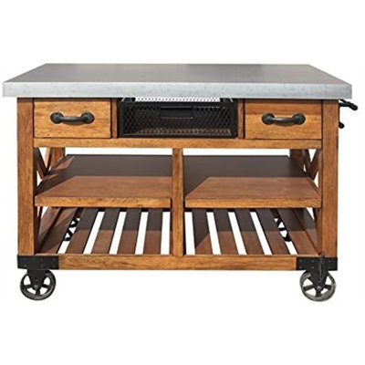 Faiyaz Transitional 3-Drawer Rectangular Kitchen Cart in Antique Oak,Kitchen Island,Coffee Cart by Williston Forge