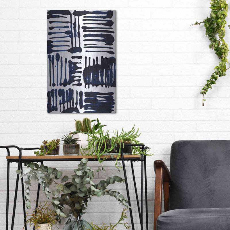 "Indigo Stripes II" par Jodi Fuchs, H 16 po x l 12 po