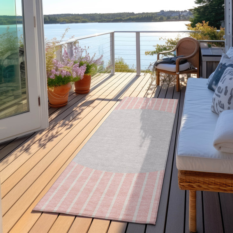 Machine Washable Indoor/Outdoor Chantille ACN994 Pink Area Rug, Runner 2'3" x 7'6"