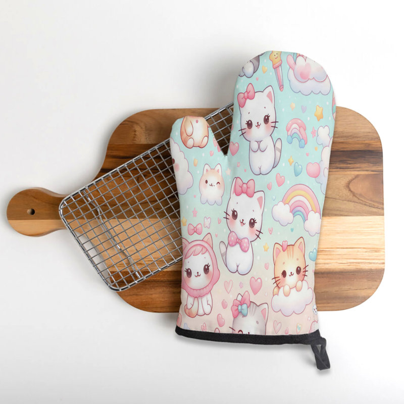 Soft Kitty Vibes Oven Mitt Cotton Twill
