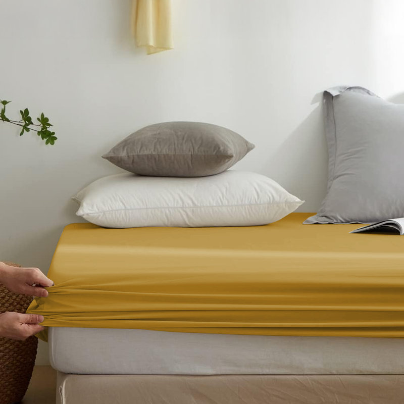 Super Soft Microfiber Deep Pocket Fitted Sheet, Ochre, Super King (6')