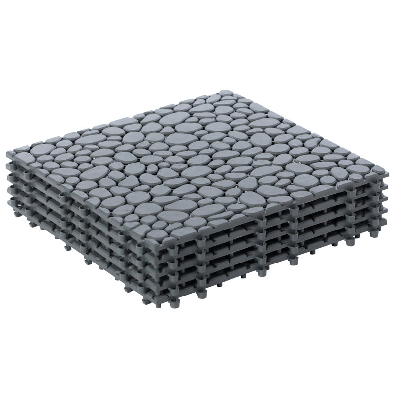 Gray 12" x 12" Interlocking Plastic Garden Pathway Tiles