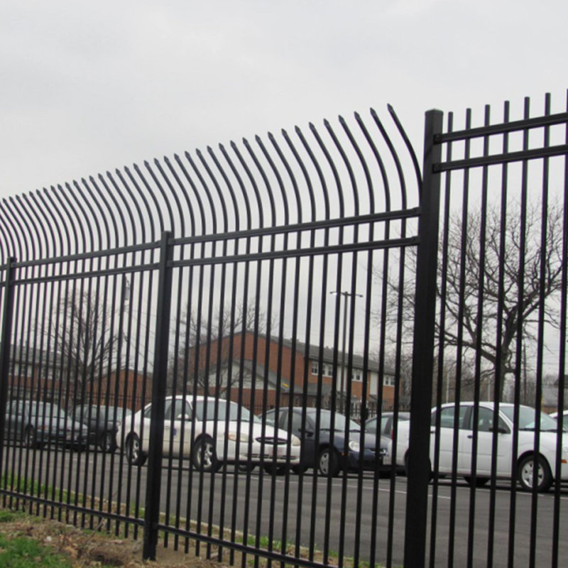 Athens Style Black Steel 8-Panel Curved Top Fence Kit