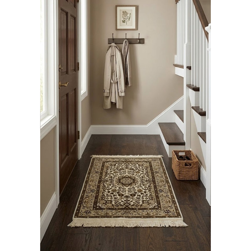 Tapis floral en laine noué à la main à motif floral