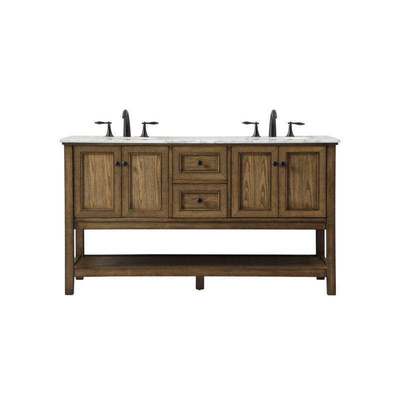 Ensemble de meuble-lavabo double 60 po Bonsai, Bois flotté