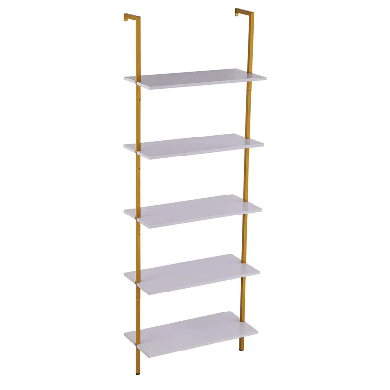 Étagère murale à échelle - bibliothèque à structure métallique, peu encombrante et facile à installer pour le rangement de la cuisine / chambre / salon