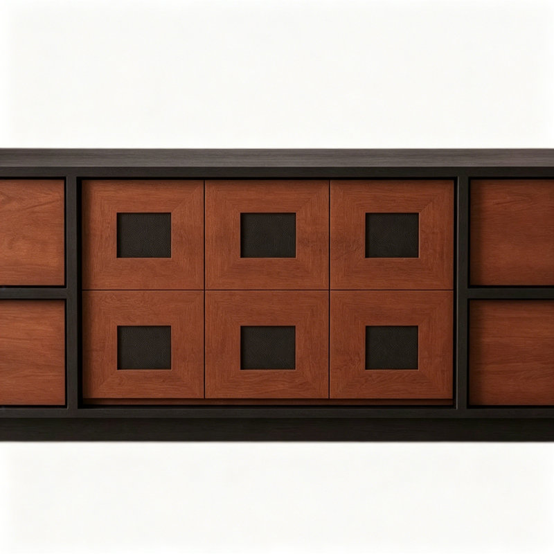 French-style Retro Living Room TV Cabinet, Brown/Black
