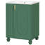 Meuble-lavabo de salle de bain rétro classique 24 po avec lavabo en céramique lisse, cadre en bois massif, rangement multifonctionnel, porte, couleur, conception autoportante, planches de montage et de livraison faciles, poignées en métal, sous le lavabo