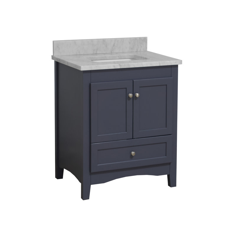 Edber 30'' Single Bathroom Vanity with Top, Carrara Marble, Marine Gray