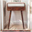 Mini console incurvée en bois massif caramel miel, 2 tiroirs, fente ouverte, pieds nordiques, brun-1836383576
