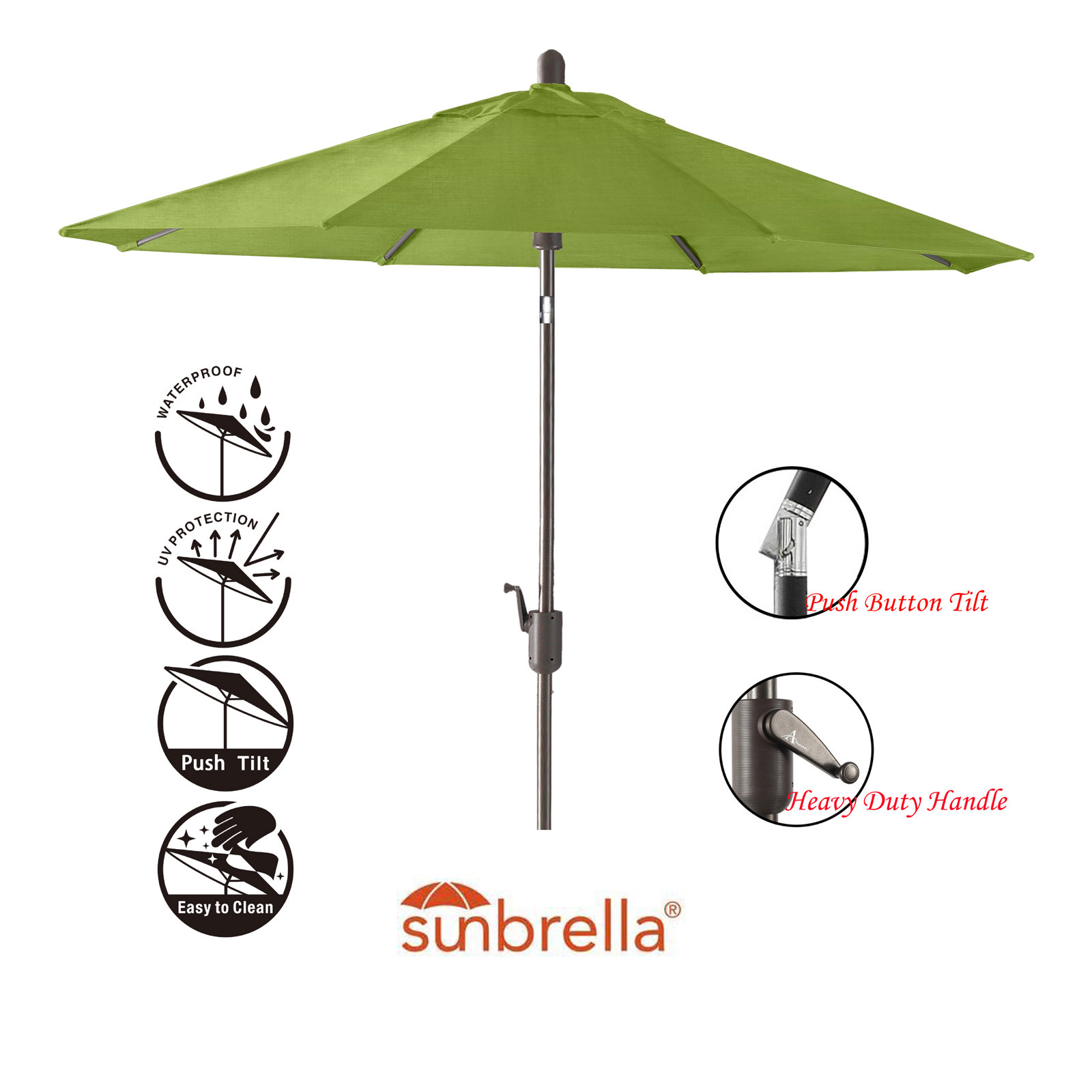 Natalie 8' 8" Market Sunbrella® Umbrella, Antique Bronze, Canvas Macaw Sunbrella® Canvas