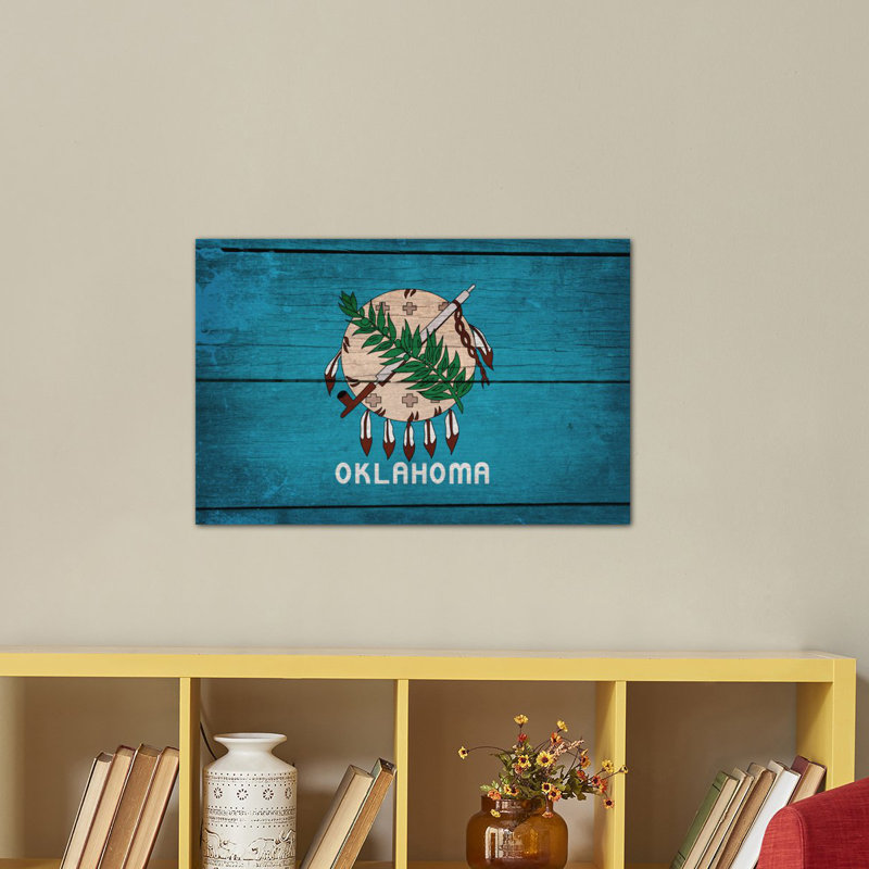 « flags oklahoma », impression sur toile, H 12 po x l 18 po x P 1,5 po, Pas de tapis, Toile tendue