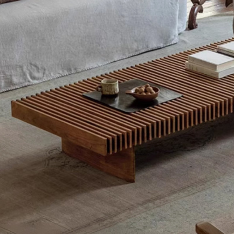 Minimalist grille design solid wood coffee table