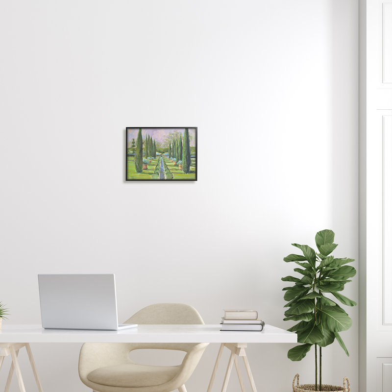 Élégant jardin manucuré, topiaire paysagé, estampe numérique, art texturé par Allayn Stevens, Giclée encadrée noir minuit