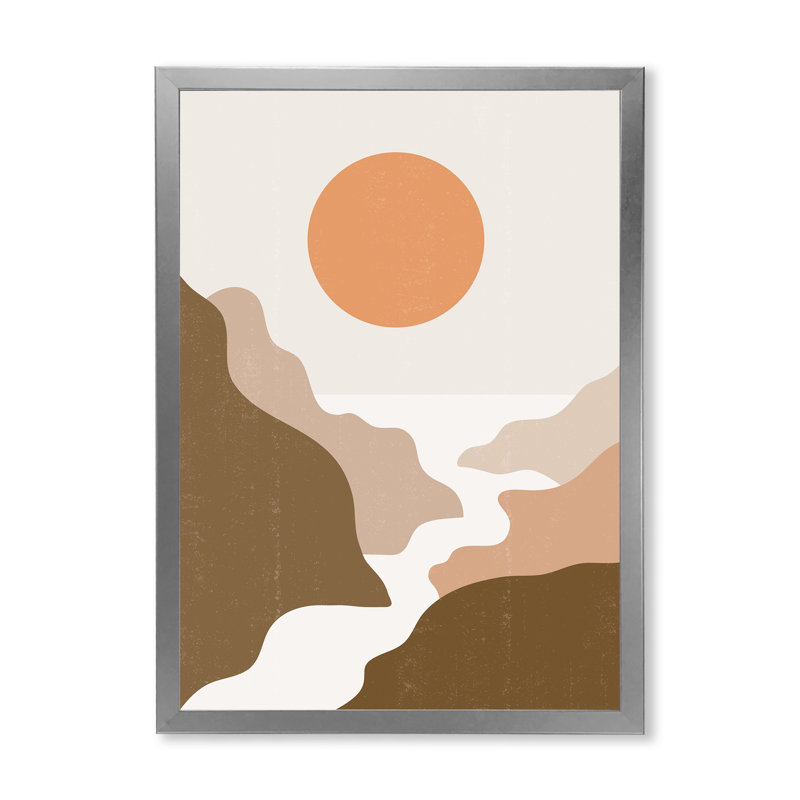 Paysage avec pleine lune dans des tons de terre cuite - Impression sur toile, H 32 po x l 24 po x 1,5 po