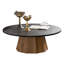 Table basse ronde en bois à piédestal robuste pour le salon