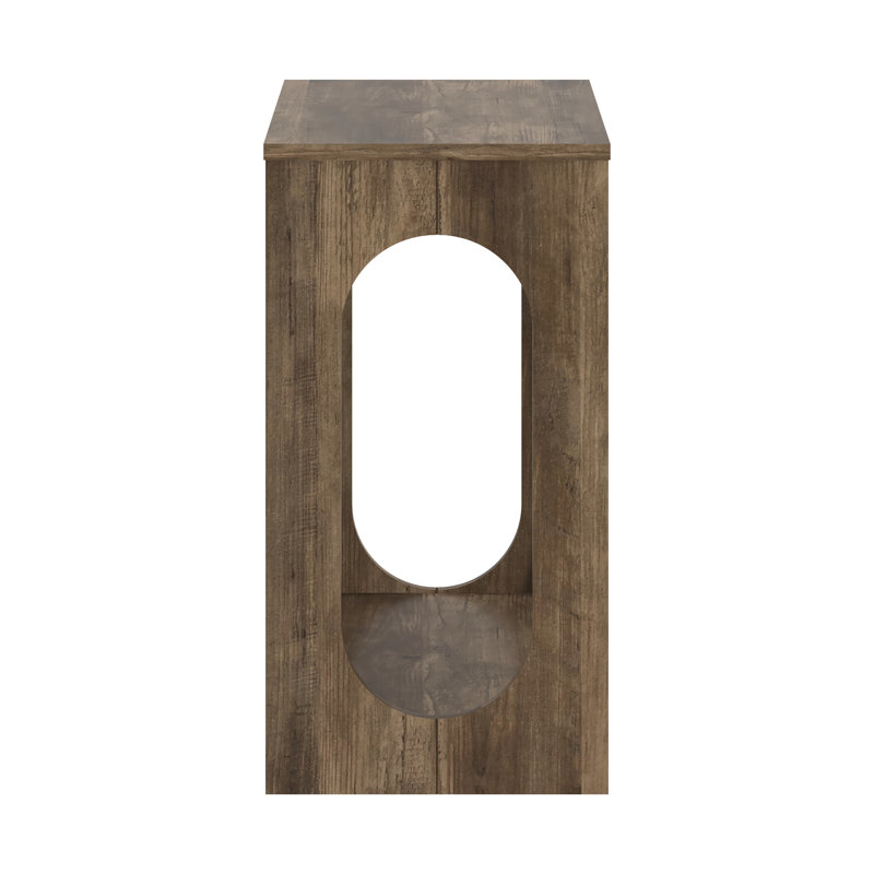 Inniss Modern Geometric 22" End Table with Open Shelf, Knotty Oak