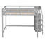 Lit mezzanine double avec garde-robe et escalier de rangement intégrés, gris