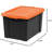 20 Gallon Lockable Storage Bins With Lids, 2 Pack - , Heavy Duty, Stackable Containers, Garage Organizing Bins Moving Tubs, Rugged Sturdy Equipment Utility Box - Black/Orange