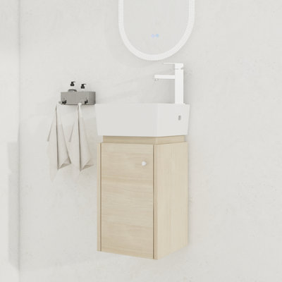 Meuble-lavabo simple de coin 12 po avec plateau en céramique Vanyo