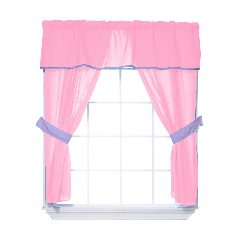 Paire de rideaux semi-transparents avec passe-tringle à deux tons, Rose / lavande