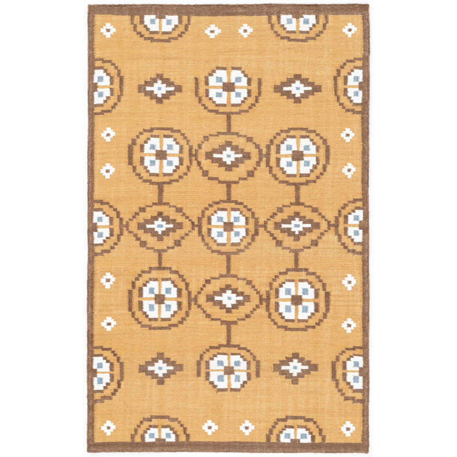 Heidi Flatweave Geometric Wool Rug, Yellow, 3'x5'