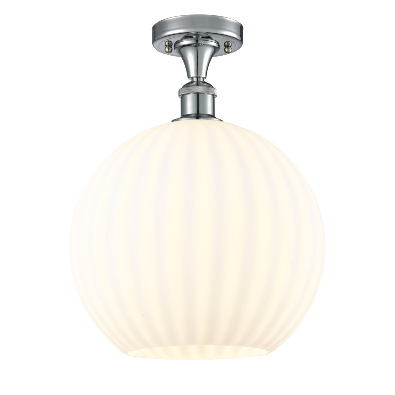 Plafonnier semi-encastré 1 lumière Ballston - Adriao, Chrome poli, H 14,75 po x l 12 po x P 12 po