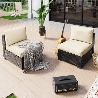 Ensemble de conversation modulaire d'extérieur en rotin avec ensemble de conversation pour 2 personnes