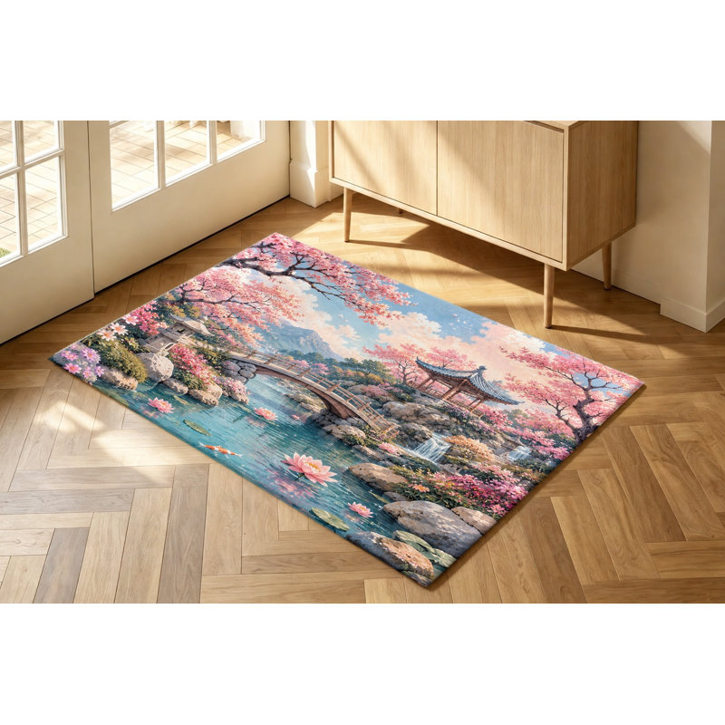 Tapis japonais Cherry Blossom, Rectangle 5 pi 3 po x 3 pi 3 po (160 x 100 cm)