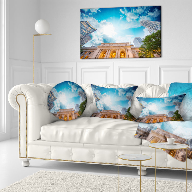 New York Public Library - Coussin décoratif imprimé paysage urbain