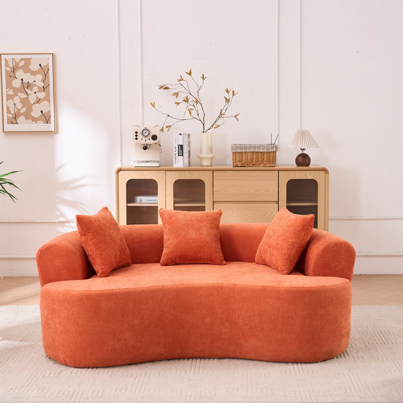 Canapé moderne en croissant de style chenille pour espaces de vie compacts